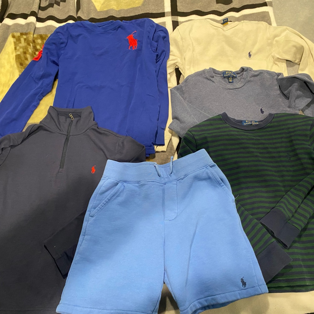 Ralph Lauren Kids Long Sleeve M (10/12) (lot of 6)Blue, Cream, Gray, Navy, Green